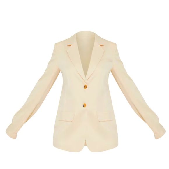 NWT PrettyLittleThing 2 Piece Suit Blazer Trousers Set Office Off White Buttons - Picture 7 of 13